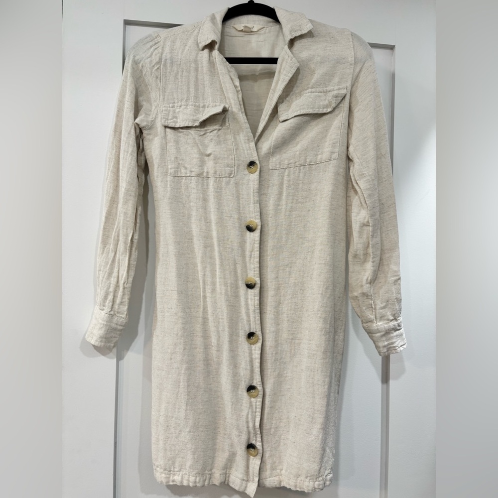 Elegant Cream Button-Down Mini Dress